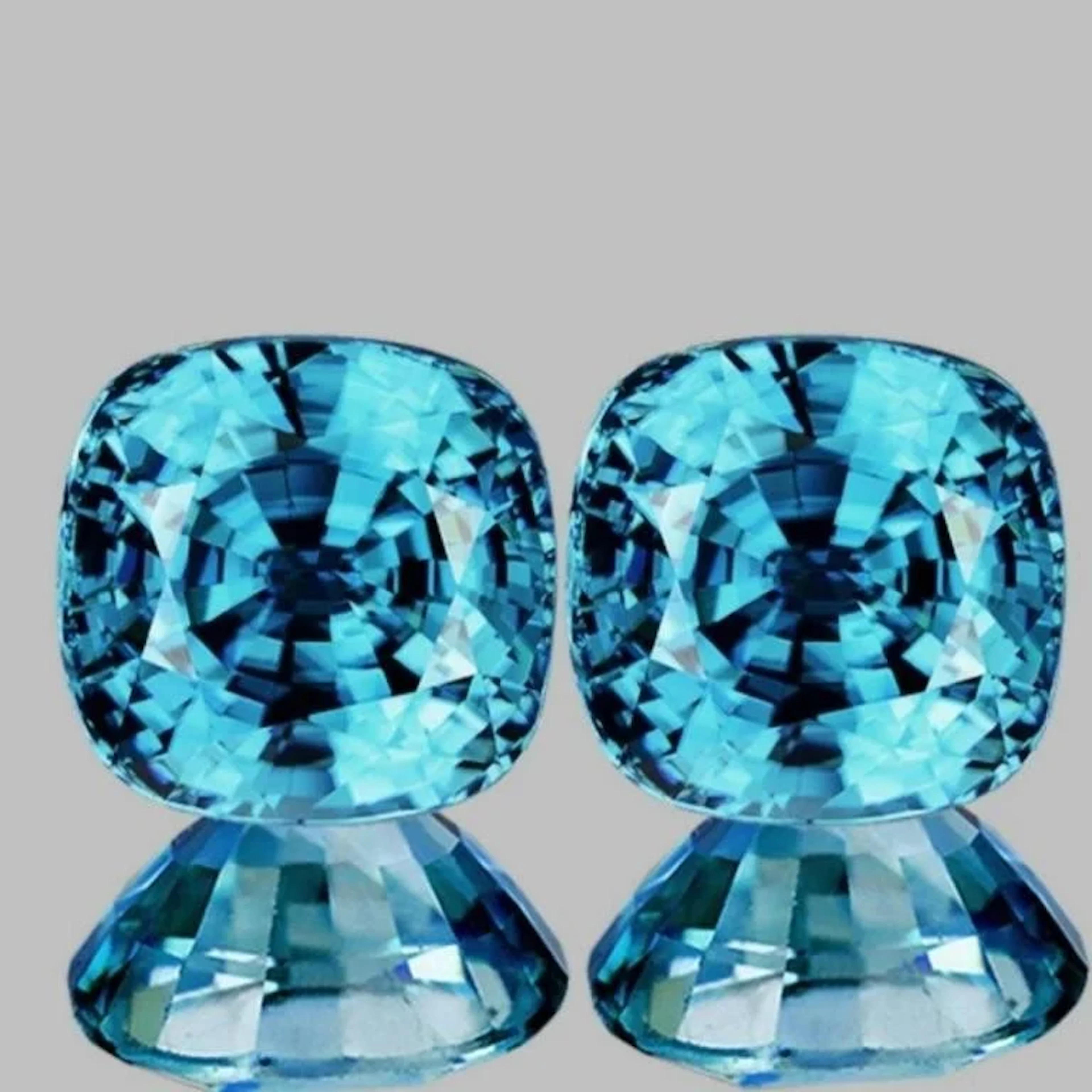 Natural Cushion Intense Blue Zircon 5.50 MM Pair -