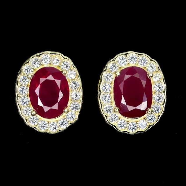 Natural Pigeon Blood Red Ruby Earrings