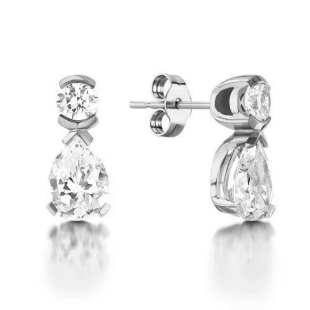 Gold & White Diamond 3.00 Cts Earrings