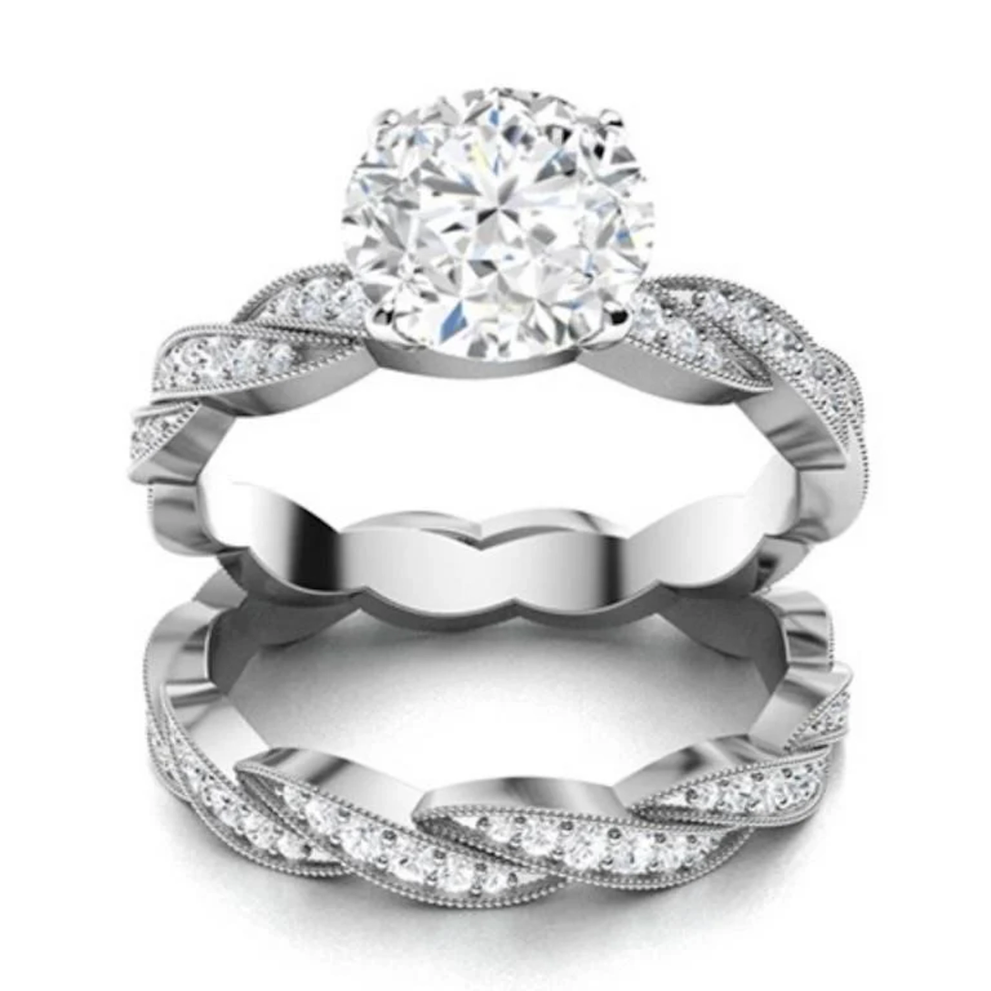 Gold & White Diamond 4.28 Cts Ring - E/VVS