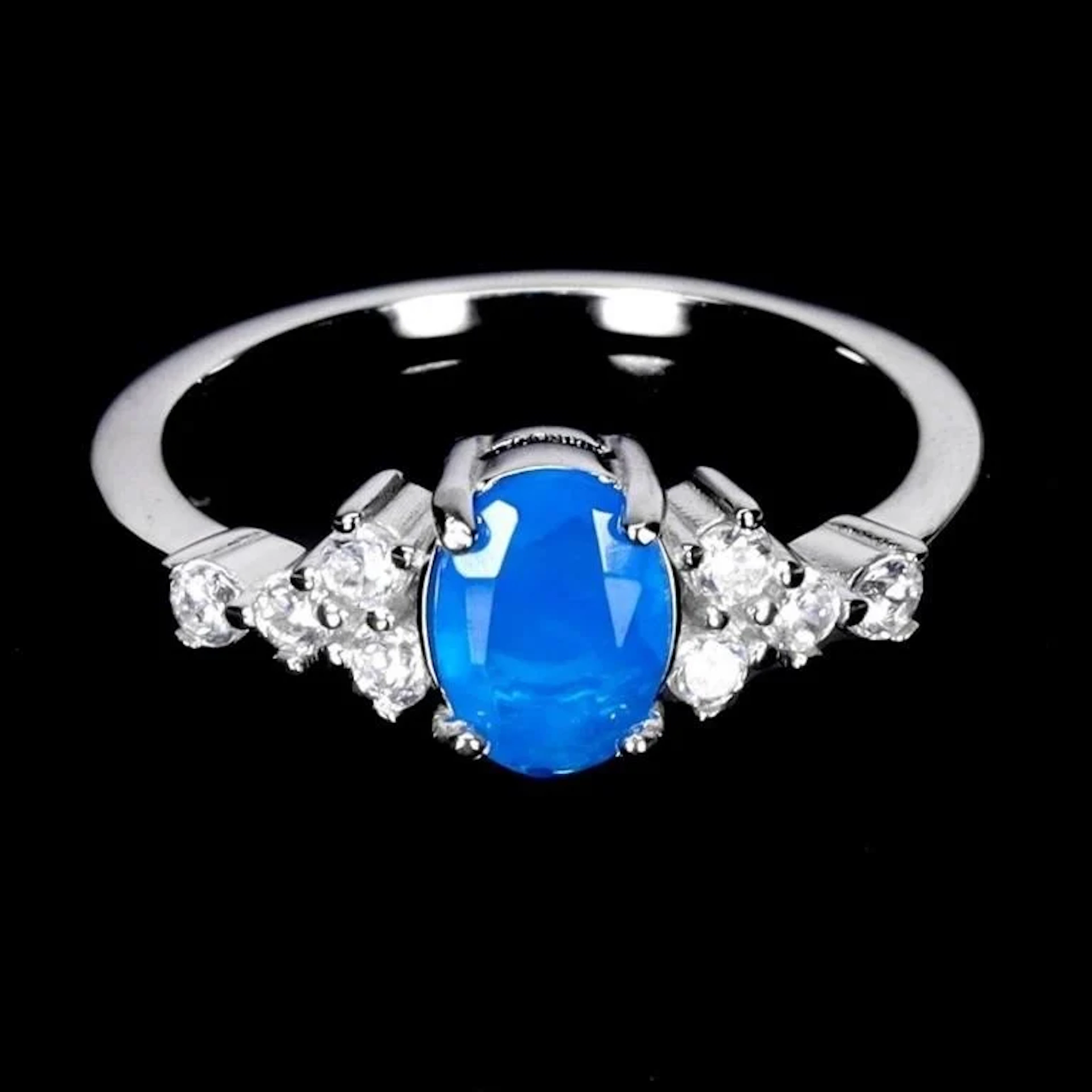 Natural Ethopian Oval Blue Opal Ring