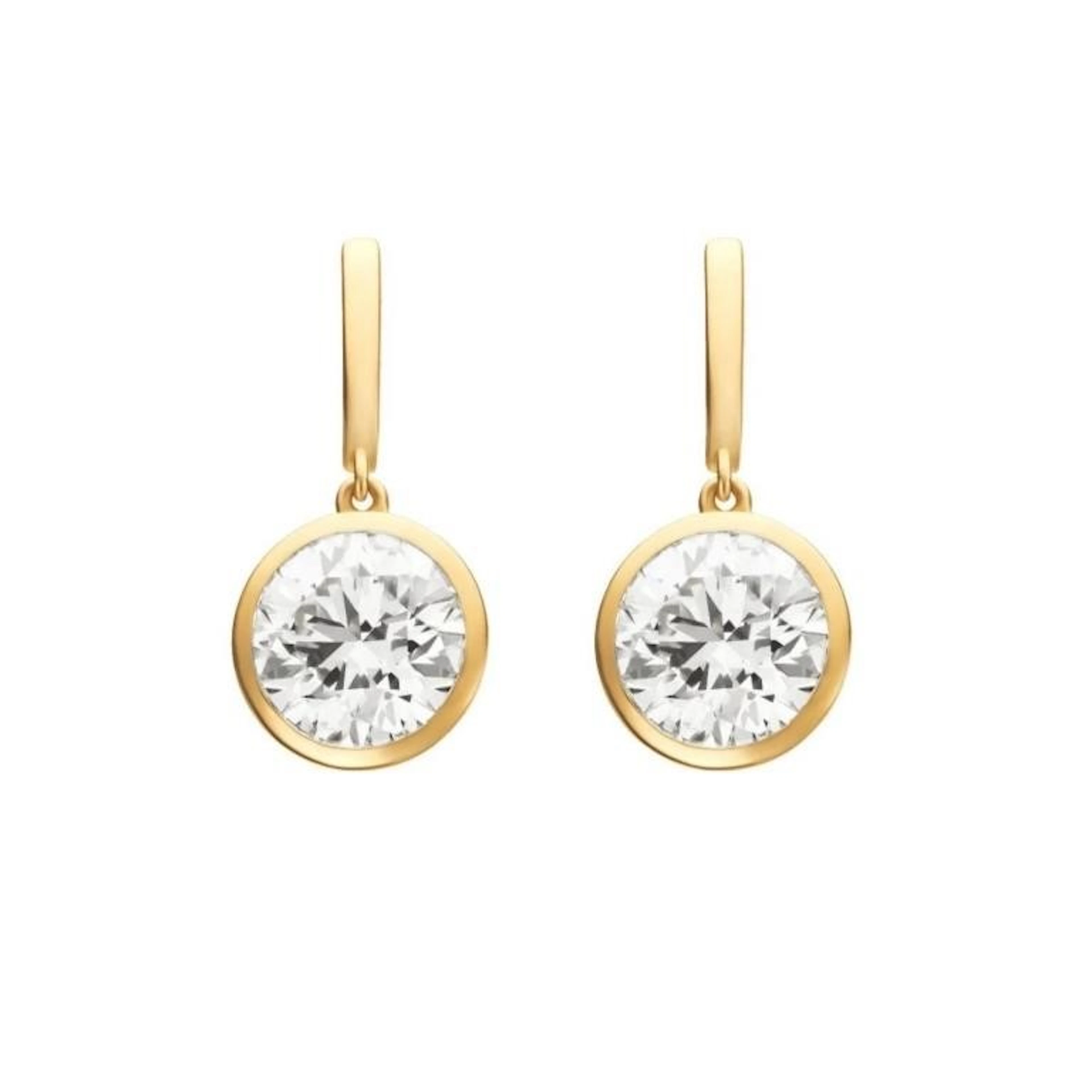 Gold & Round Diamond 2 Cts Drop Earrings