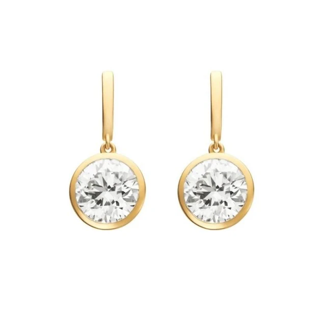 Gold & Round Diamond 2 Cts Drop Earrings