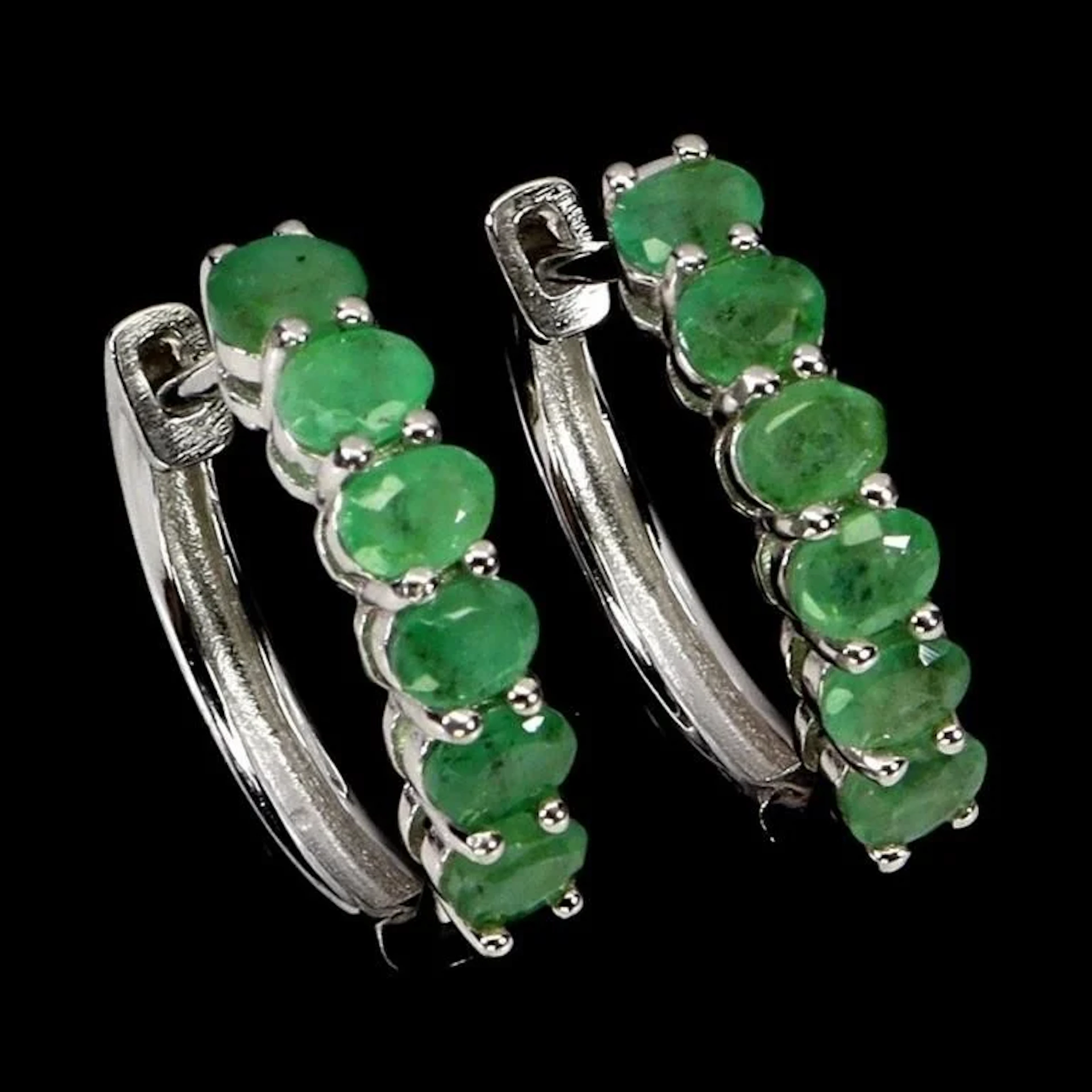 Natural Brazil Oval Emerald Earrings