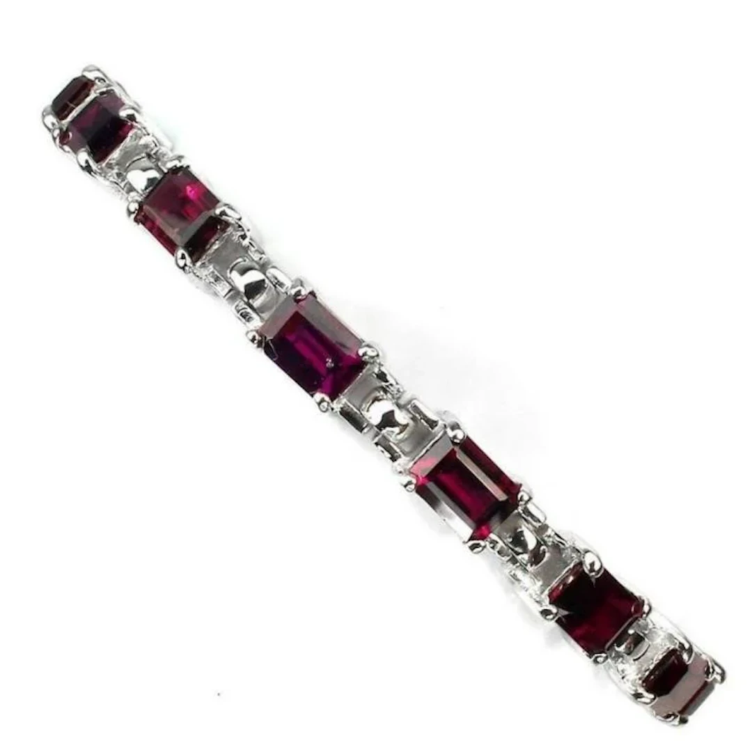 Natural 7x5mm Rhodolite Garnet Bracelet