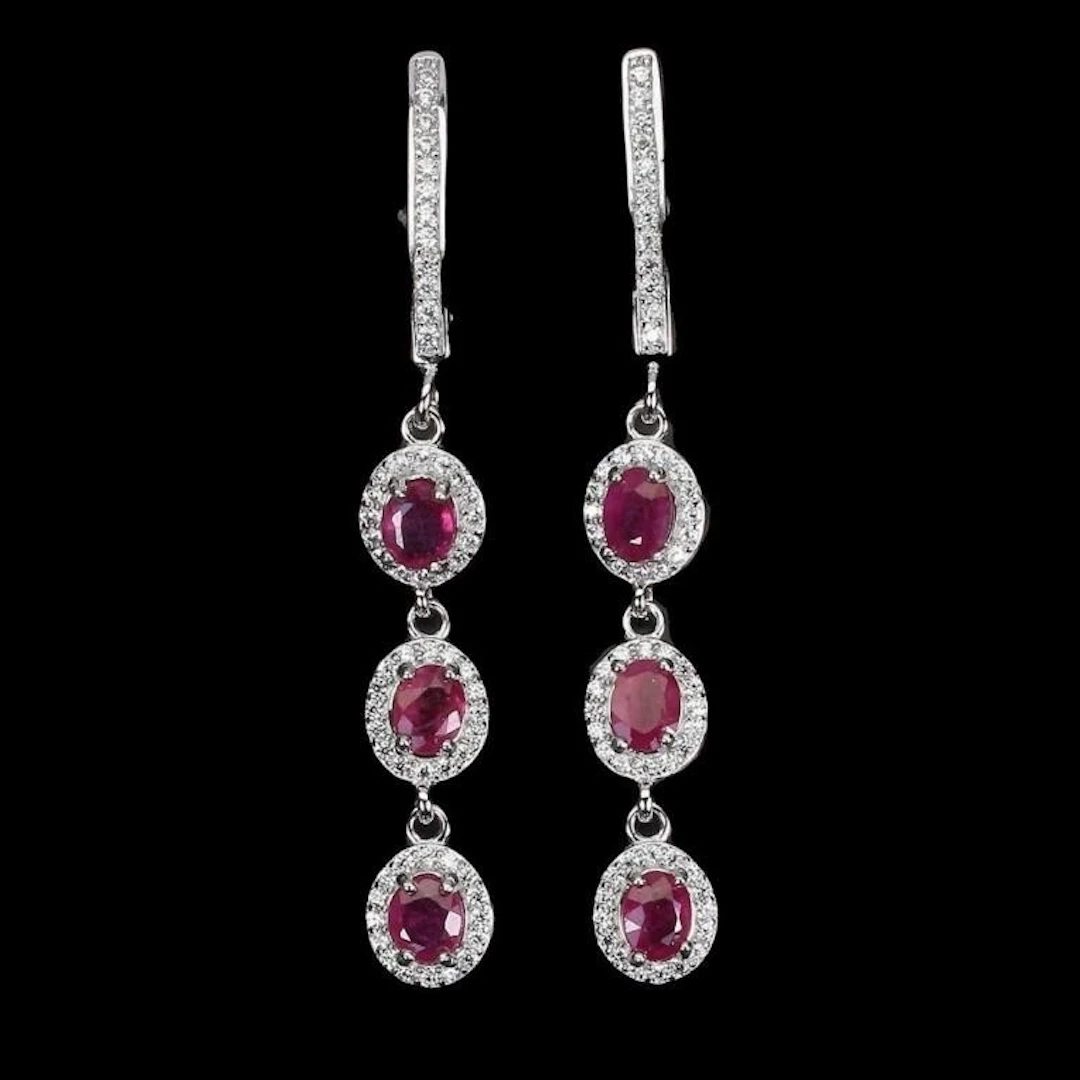 Natural Pigeon Blood Red Ruby Earrings