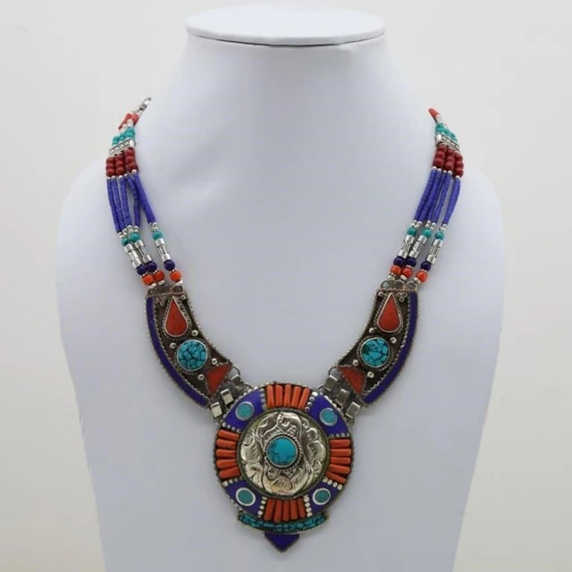 Tibet Natural Stone Tribal Queen Royal Necklace
