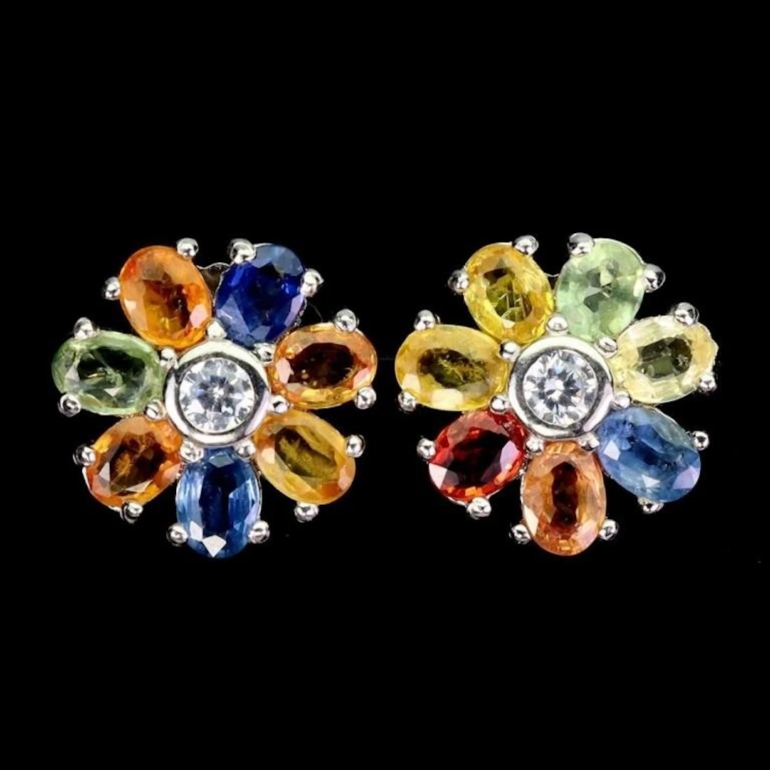 Natural Multi Color Sapphire Earrings