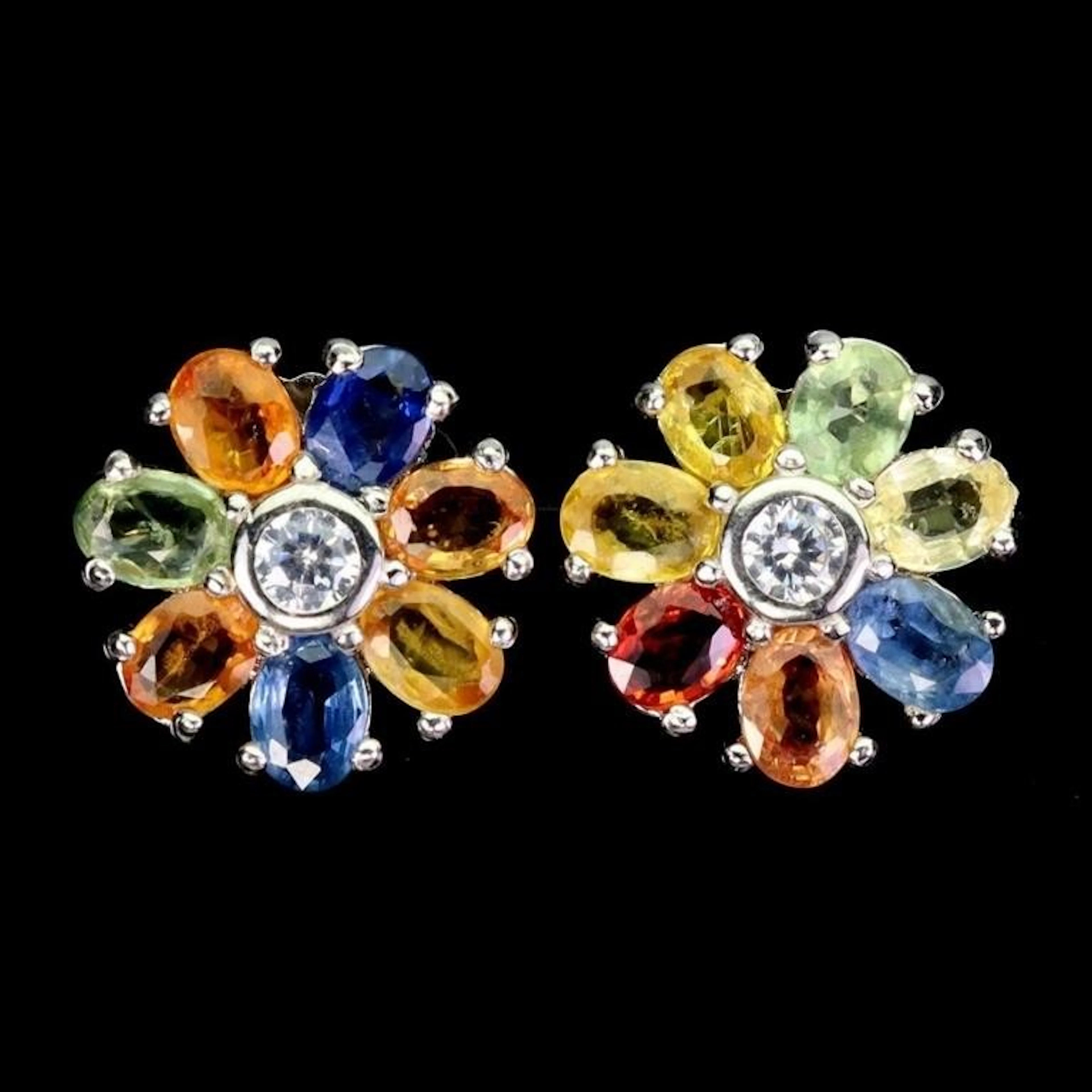 Natural Multi Color Sapphire Earrings