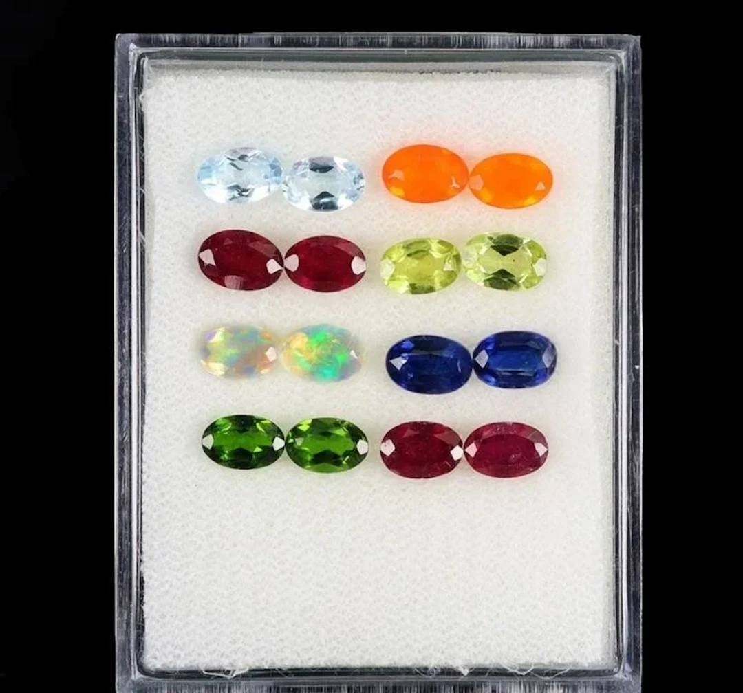 Natural Multi Stone 8 Pairs 6x4 MM