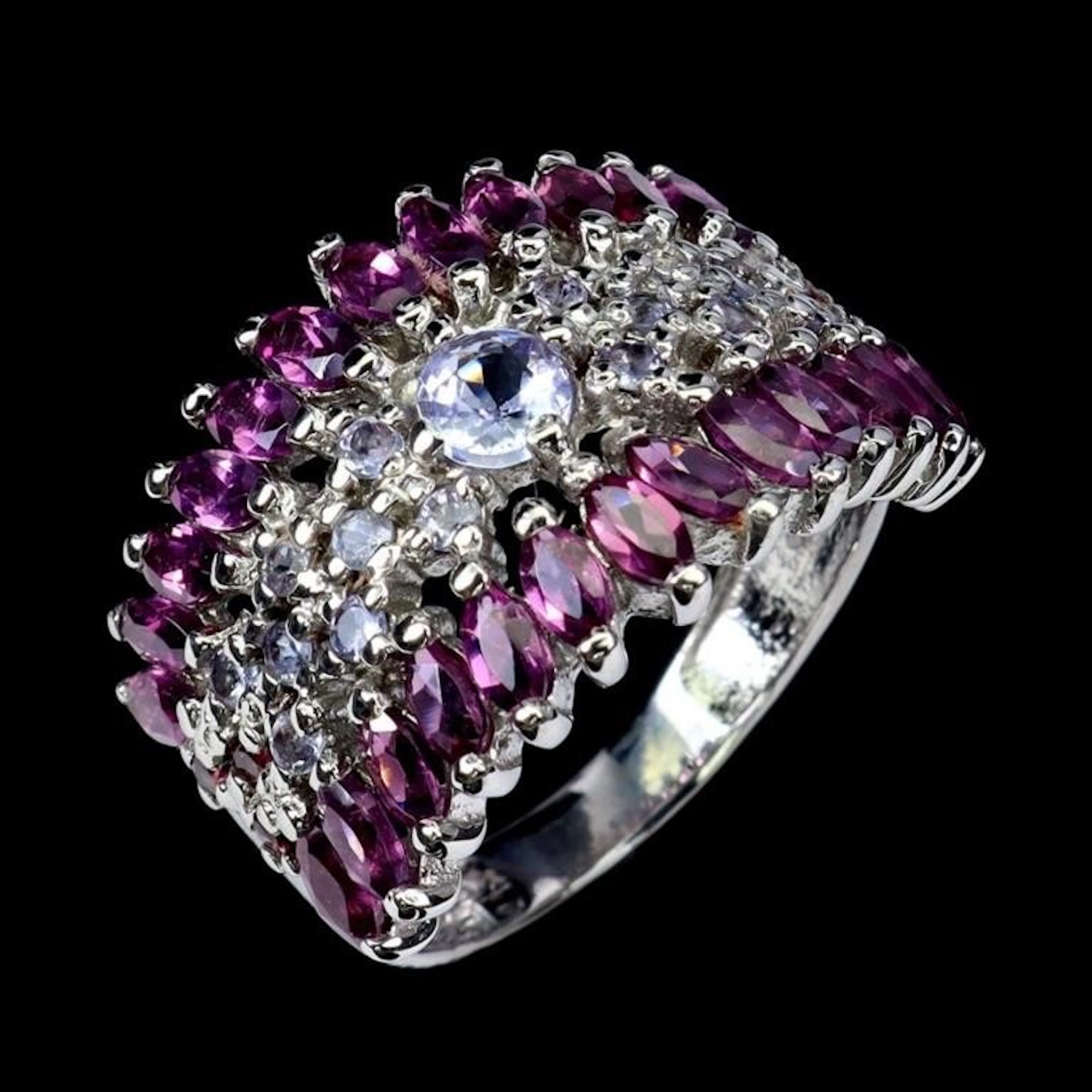 Natural Tanzanite Rhodolite Garnet Ring