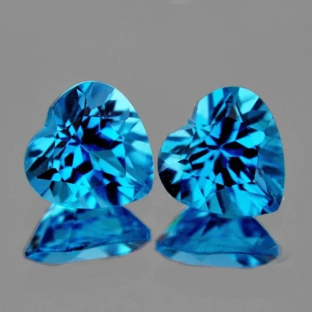 Natural Swiss Blue Topaz Heart Pair 31.85 Cts {Fl