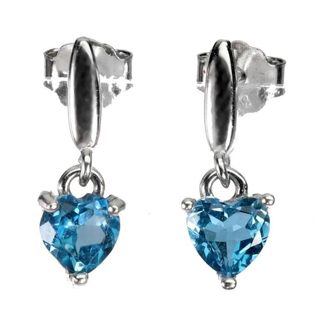 Natural London Blue Topaz Heart EarRings