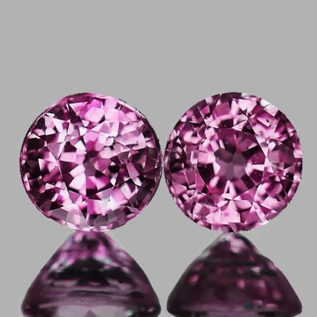 Natural Intense Pink Purple Burma Spinel Pair - VV