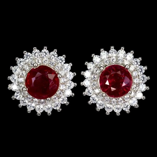Natural Pigeon Blood Red Ruby Earrings