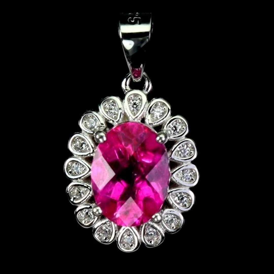 Natural Pink Topaz Pendant