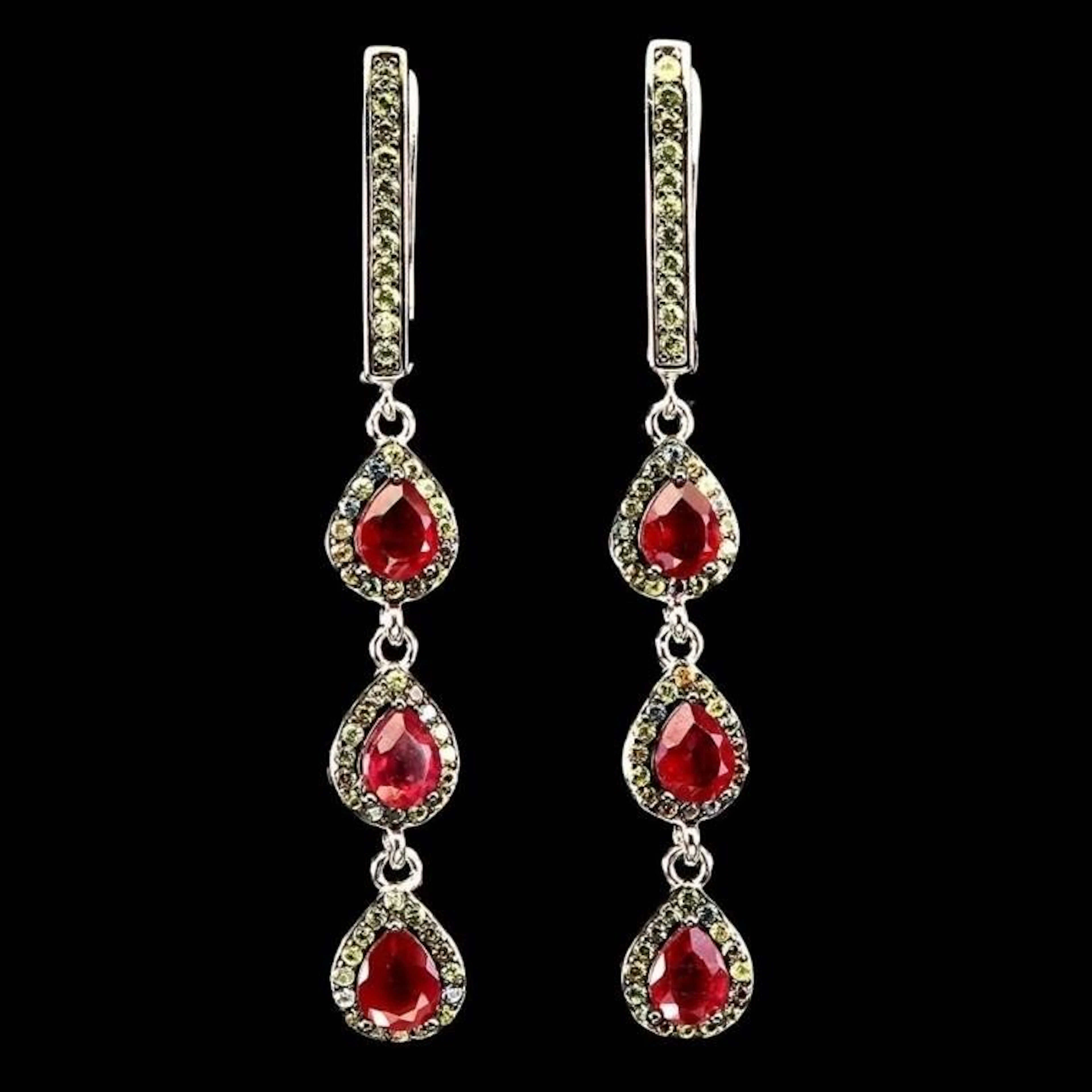 Natural Pigeon Blood Red Ruby Earrings