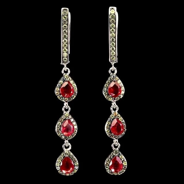 Natural Pigeon Blood Red Ruby Earrings