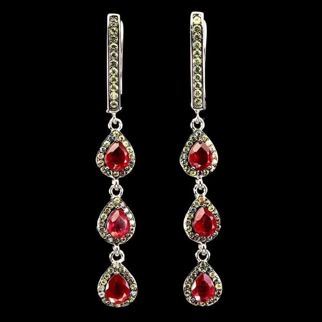Natural Pigeon Blood Red Ruby Earrings