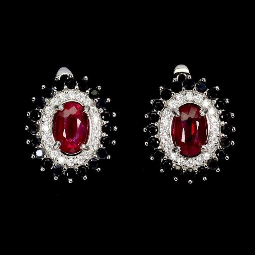 Natural Pigeon Blood Red Ruby Earrings