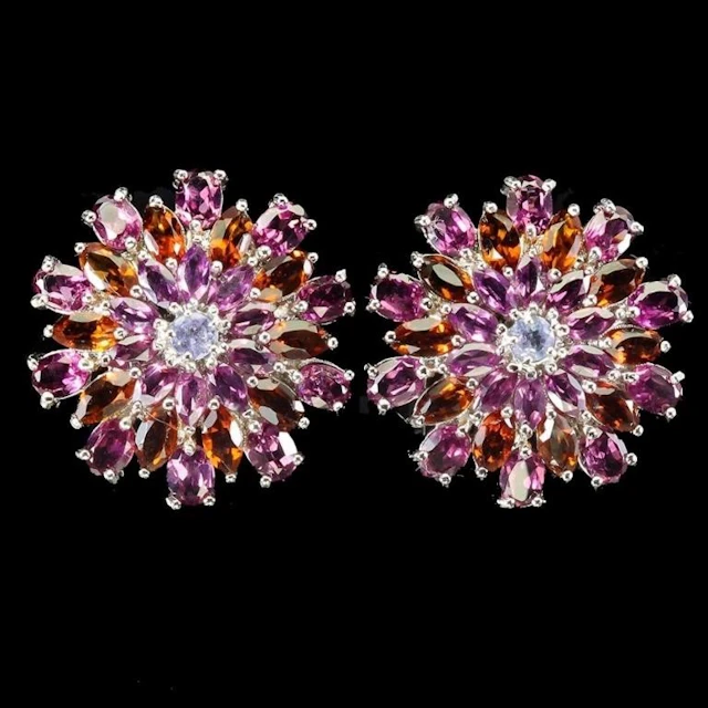 Natural Garnet Citrine Tanzanite EarRing