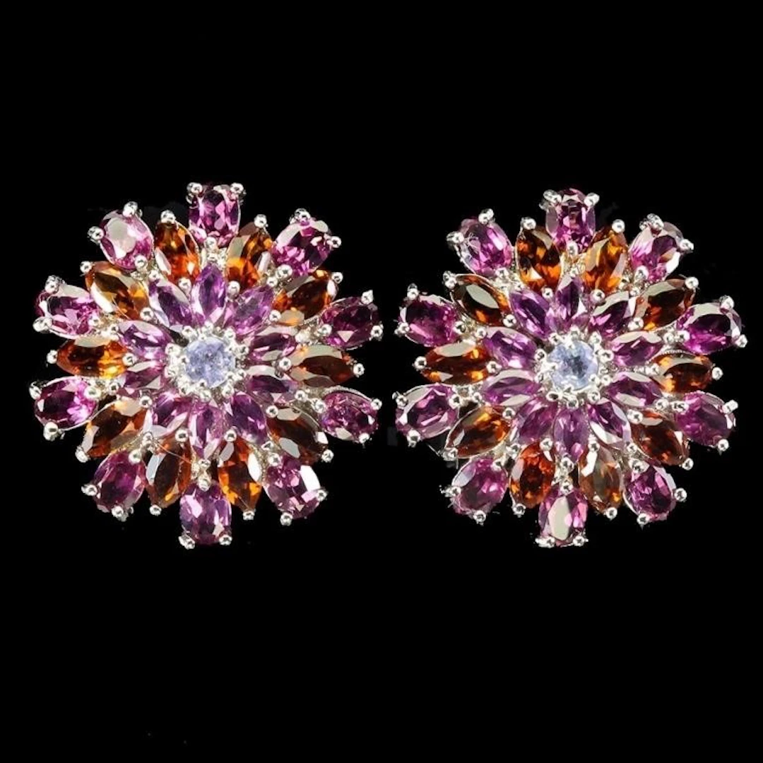 Natural Garnet Citrine Tanzanite EarRing