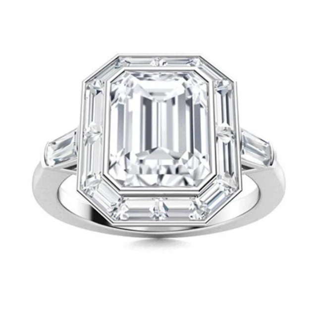 Gold White Octagon Diamond 3.50 Cts Ring - E/VVS