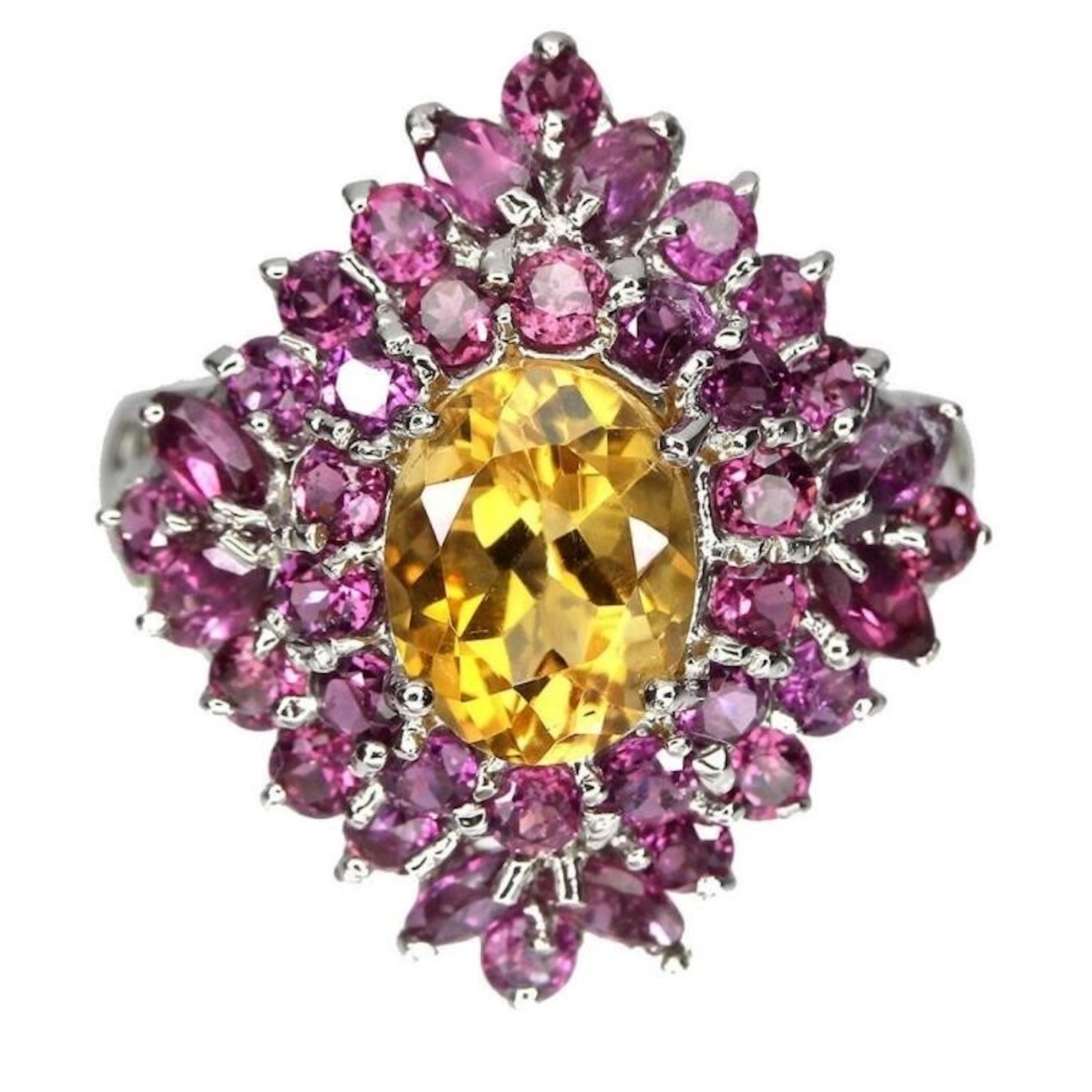 Natural Citrine & Rhodolite Garnet Ring
