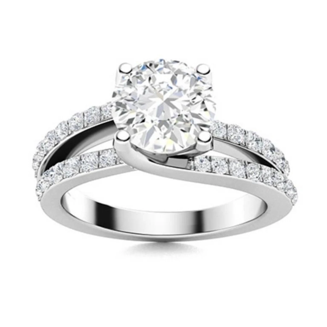 Gold & Brilliant White Diamond 1.50 Cts Ring - E/V