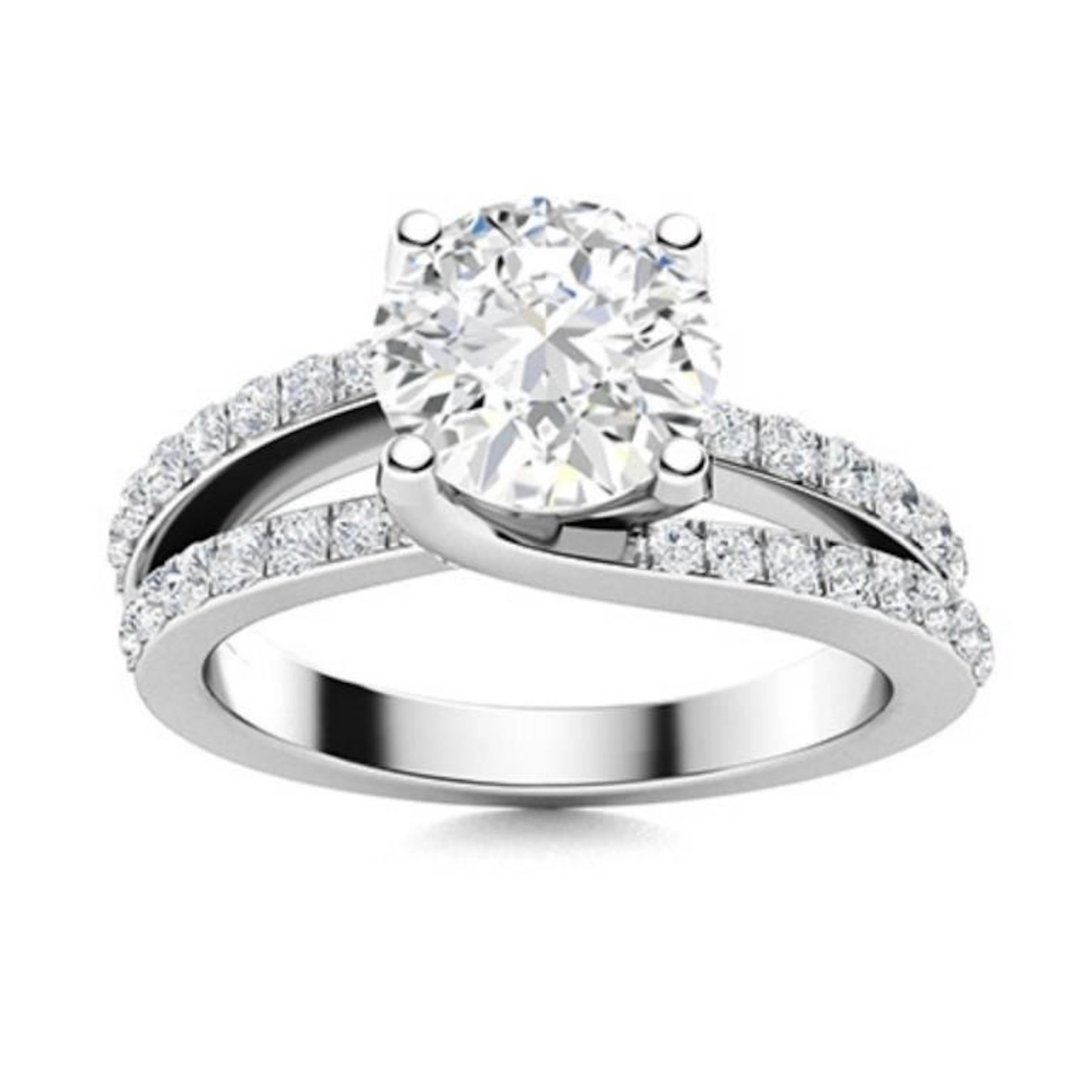 Gold & Brilliant White Diamond 2.50 Cts Ring - E/V