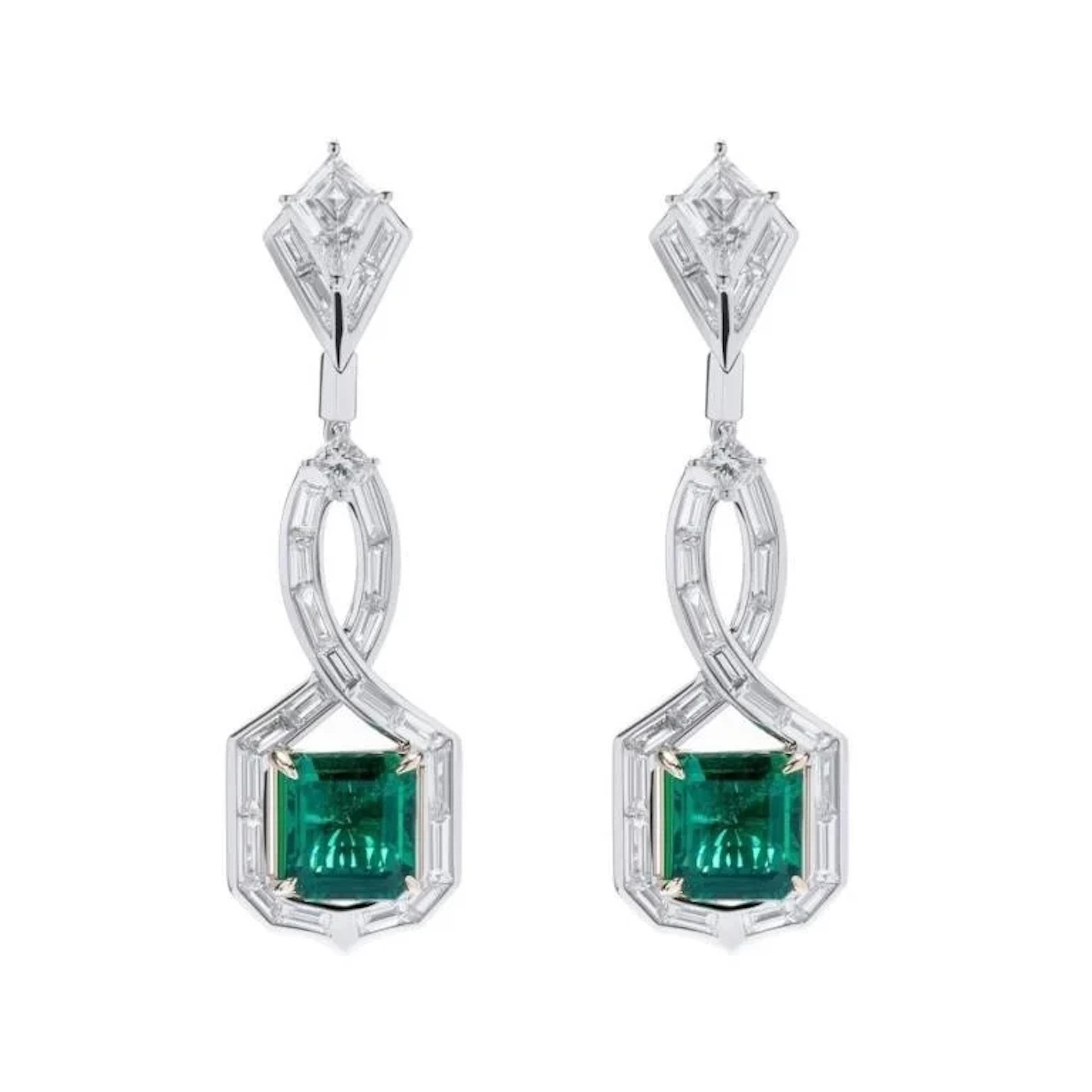Emerald & Diamond Drop EarRings