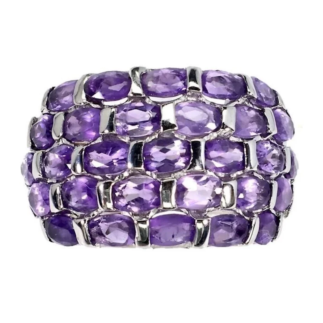 Natural Unheated Oval Amethyst Ring