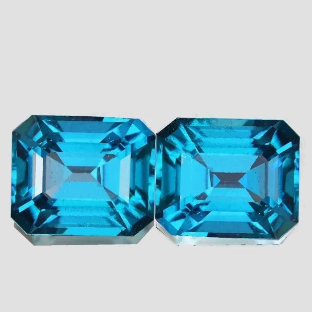 Natural Cambodian Blue Zircon Pair FL - VVS