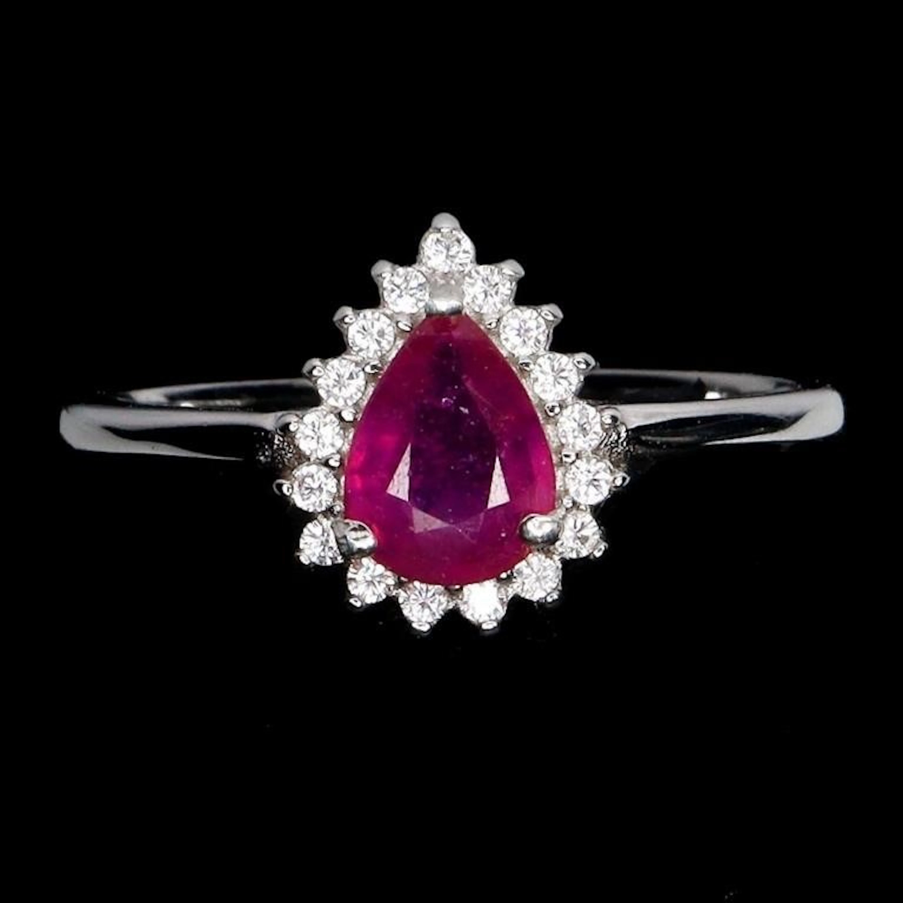 Natural PEar Shape Red Ruby Ring