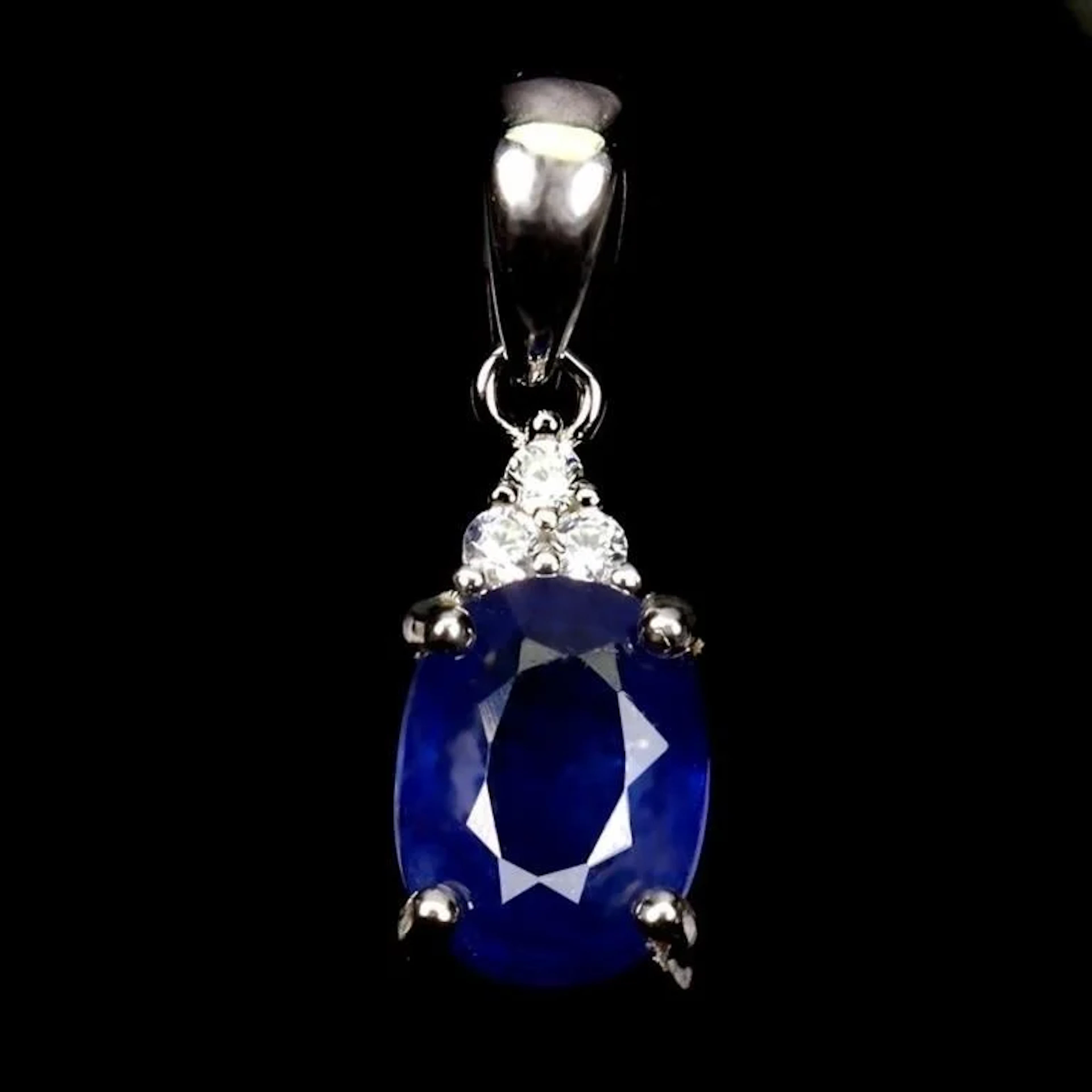 Natural Intense Blue Sapphire Pendant