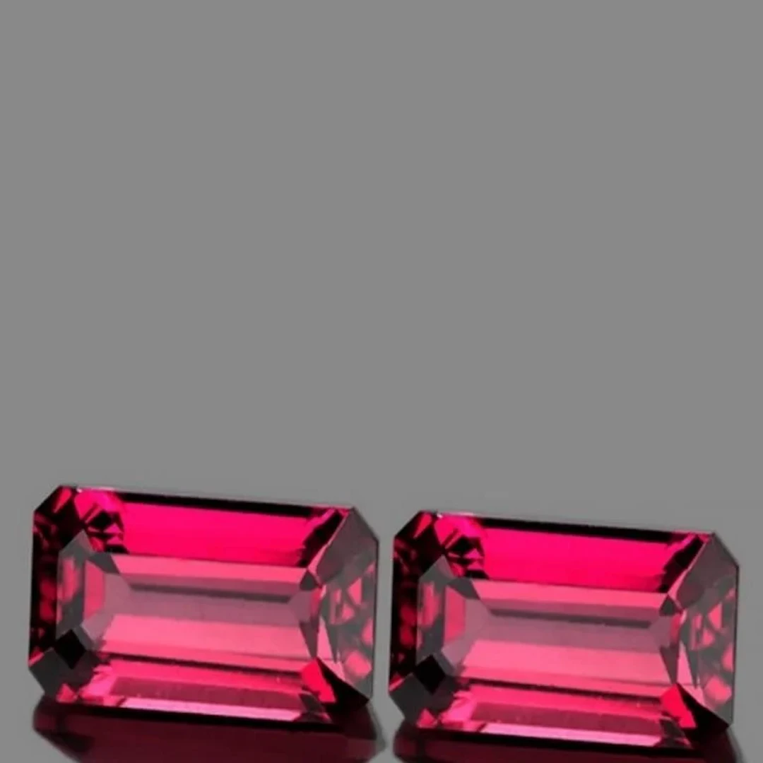 Natural Raspberry Pink Rhodolite Garnet Pair [Flaw
