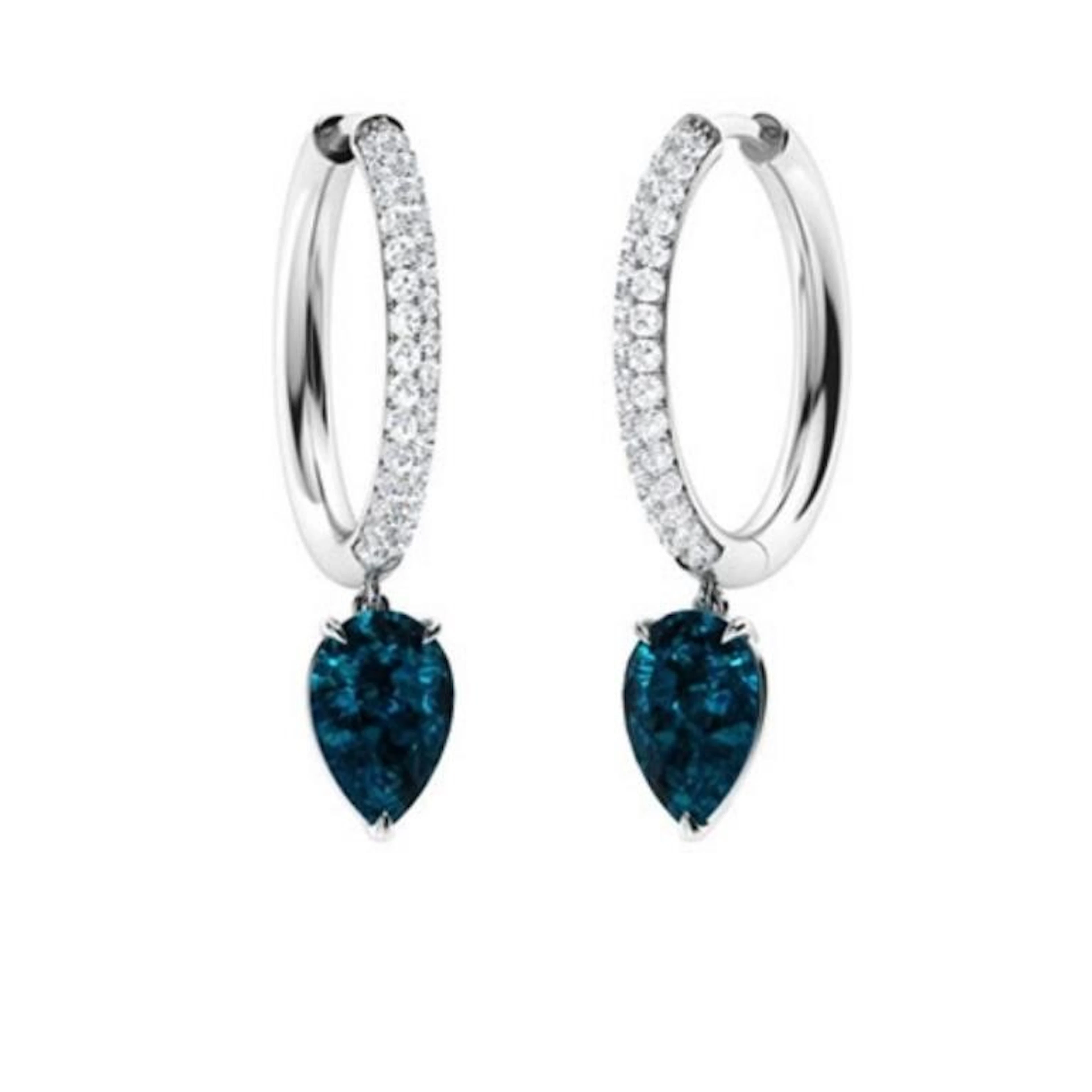 Gold Natural London Topaz Diamonds Drop EarRings
