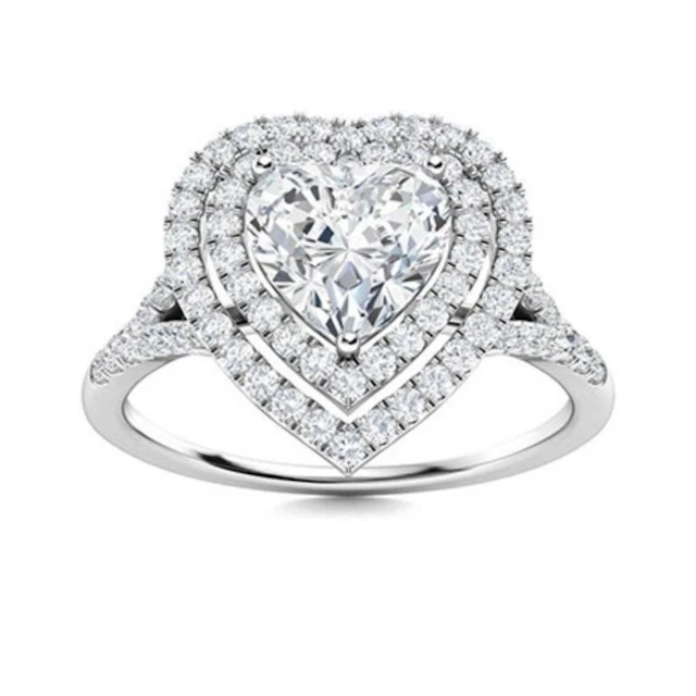 Gold & Brilliant White Heart Diamond 3.50 Cts Ring