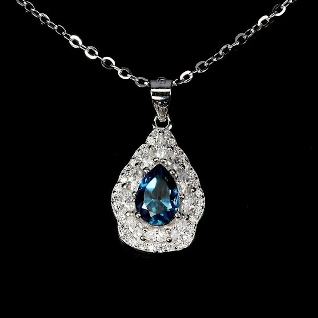 Natural London Blue Topaz Necklace