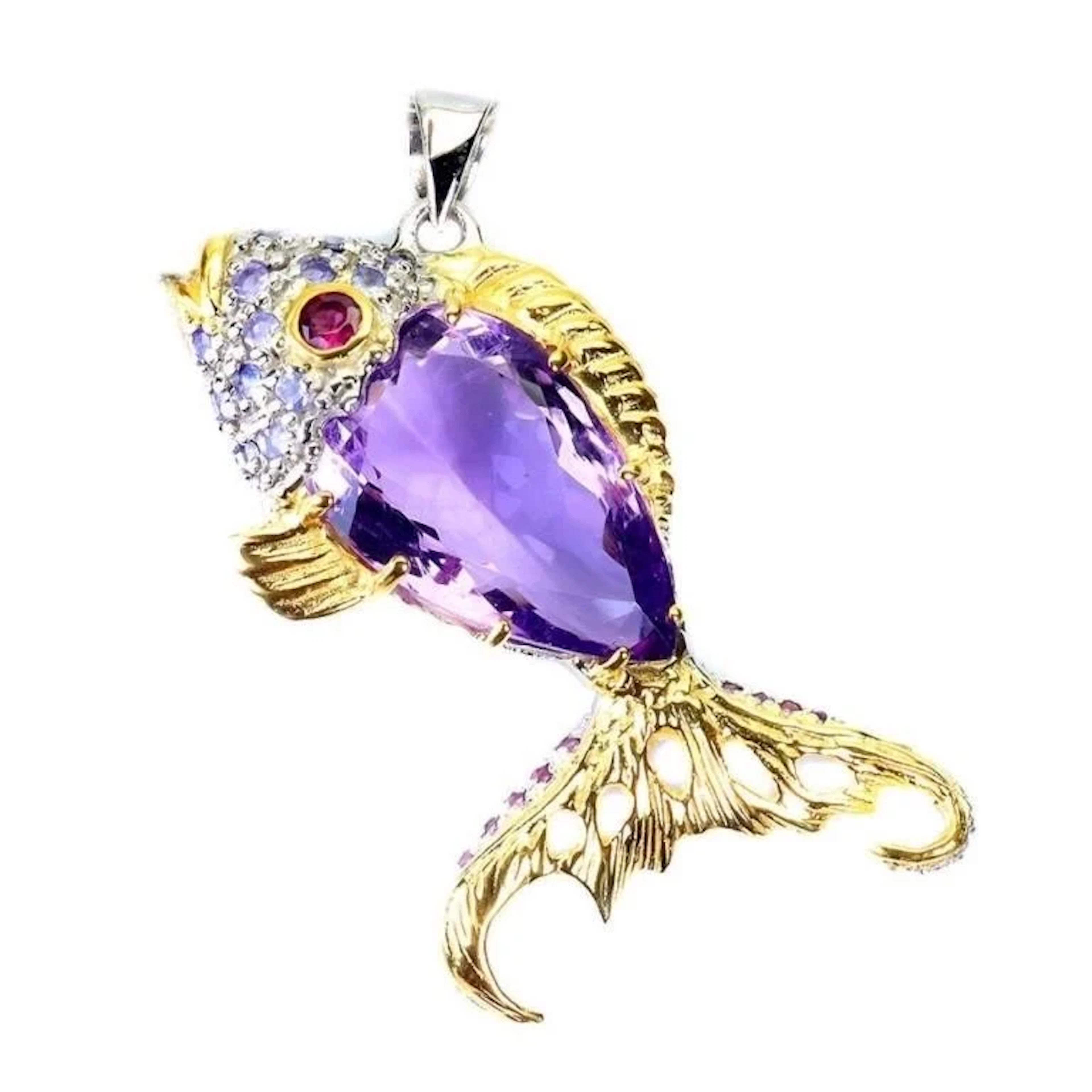 Natural Handcrafted Amethyst 21ct & Tanzanite Pen