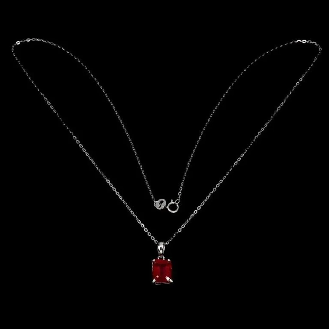 Natural Pigeon Blood Red Octagon Ruby Necklace