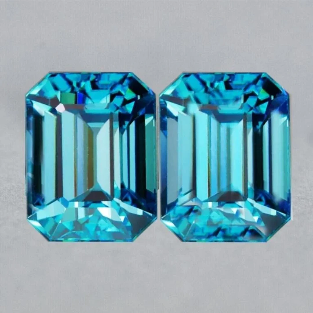 Natural Cambodian Blue Zircon Pair {Flawless-VVS1}