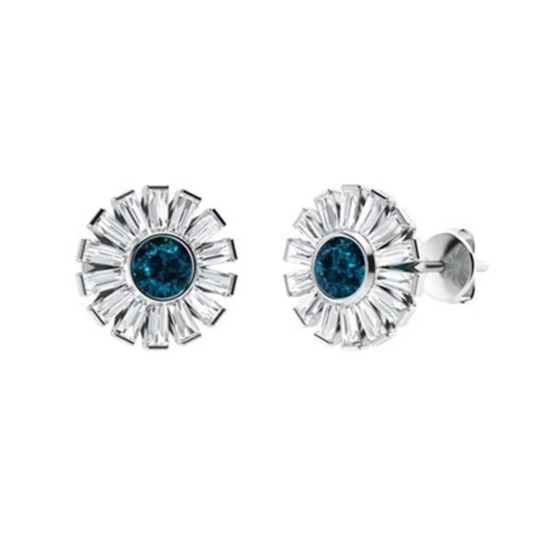 Gold Natural London Topaz Diamonds 5 Cts EarStuds