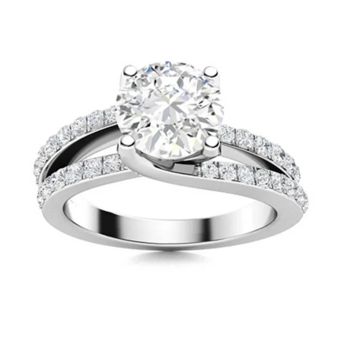 Gold & Brilliant White Diamond 2.50 Cts Ring - E/V