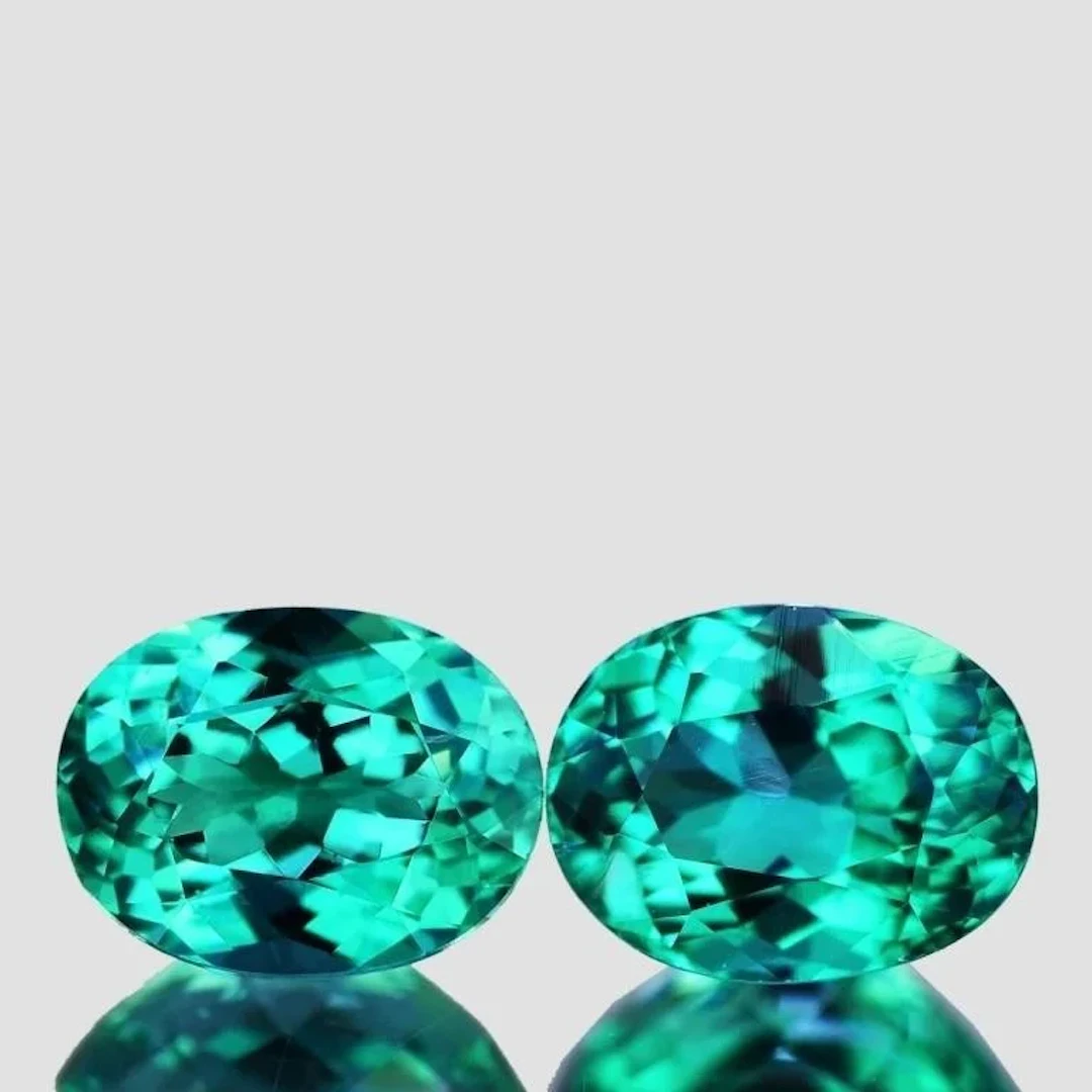 Natural Intense Bluish/Green Apatite Pair {Flawle