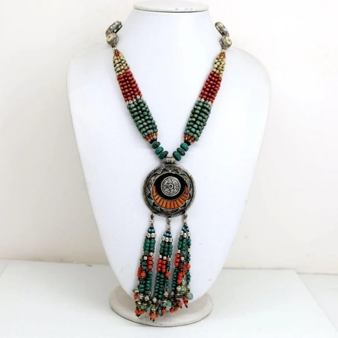 Tibet Natural Stone Tribal Queen Royal Necklace