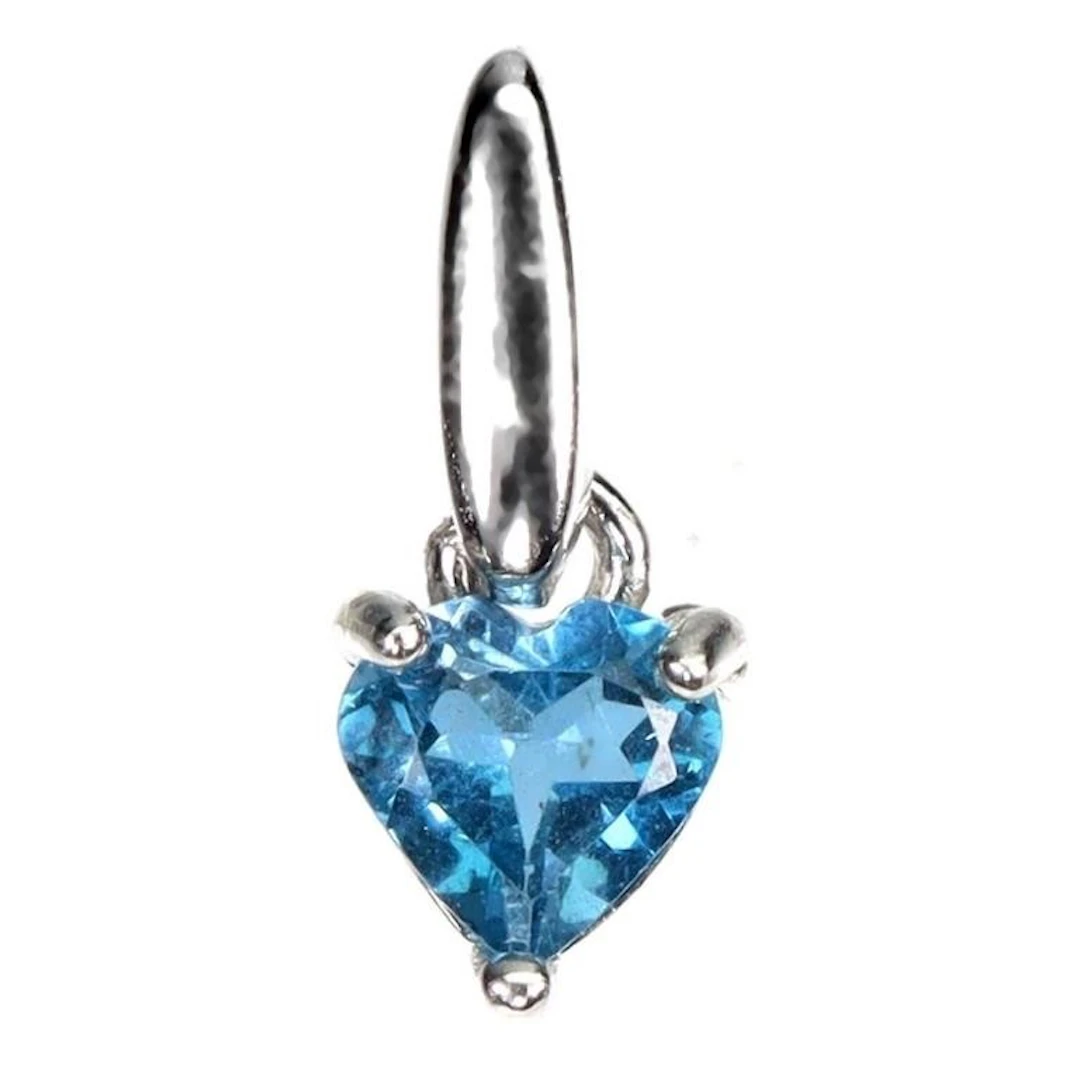 Natural London Blue Topaz Heart Pendant