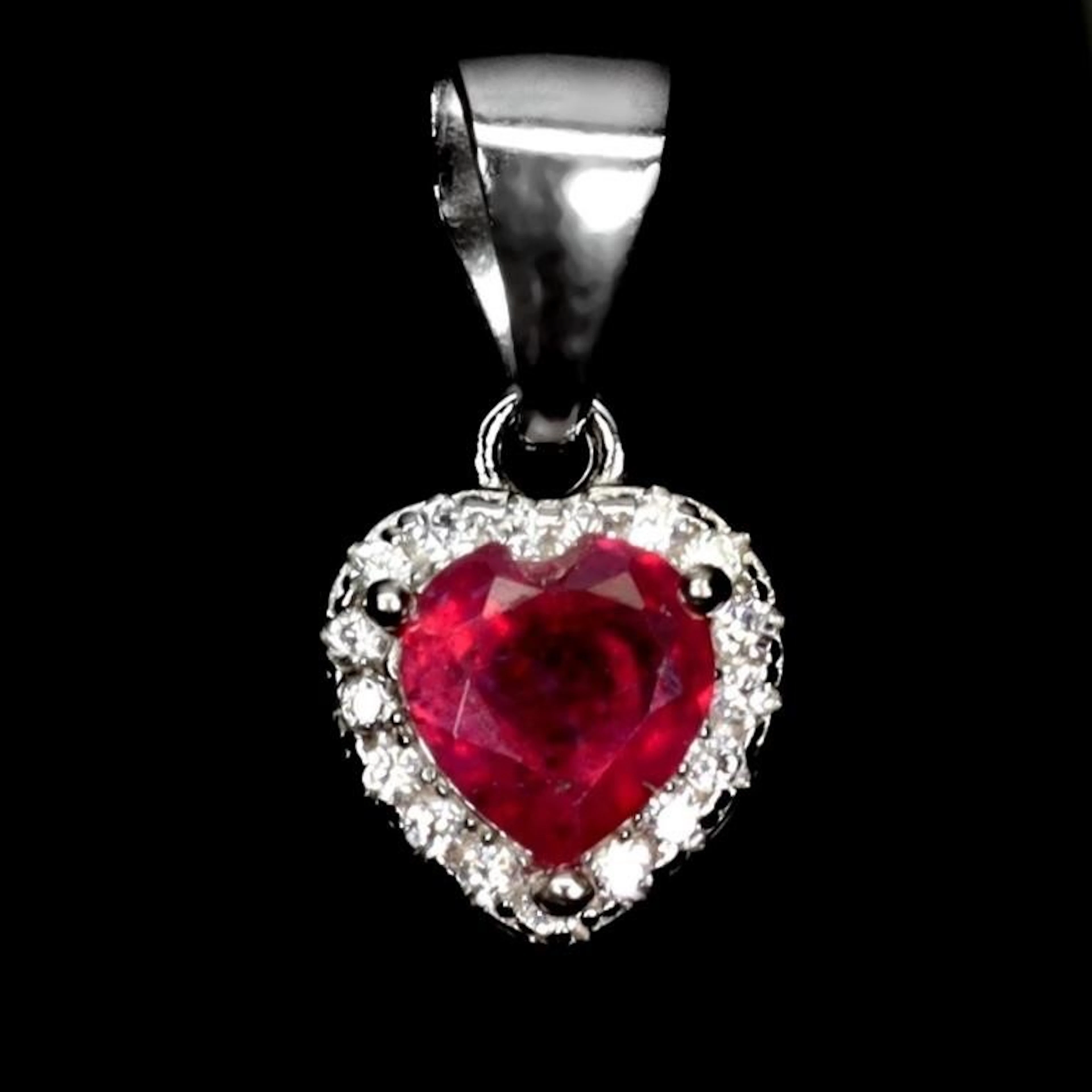 Natural Red Ruby Heart Pendant
