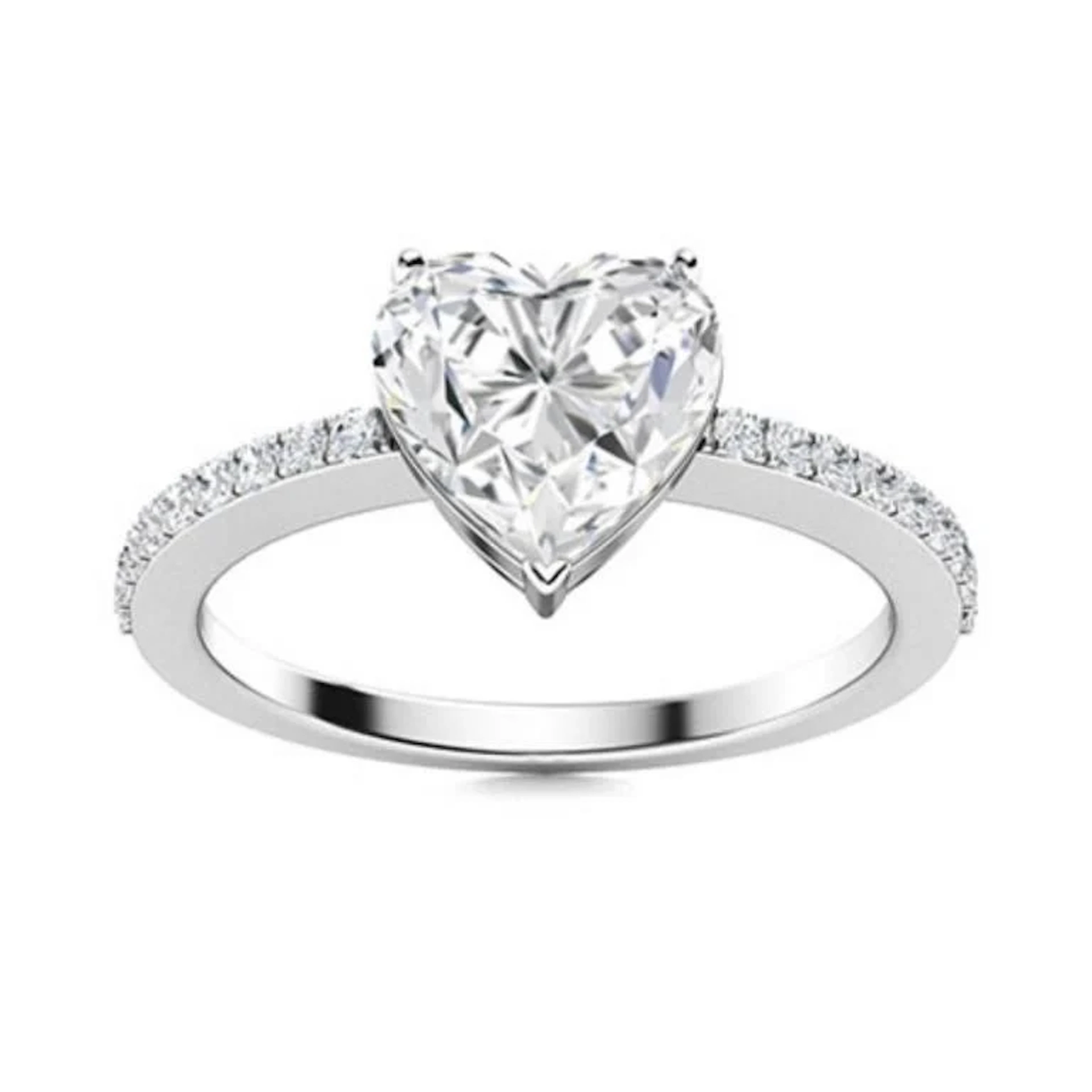 Gold & Brilliant White Heart Diamond 2.50 Cts Ring
