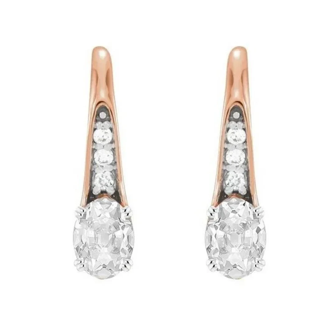 Gold & White Diamond 5.00 Cts Earrings